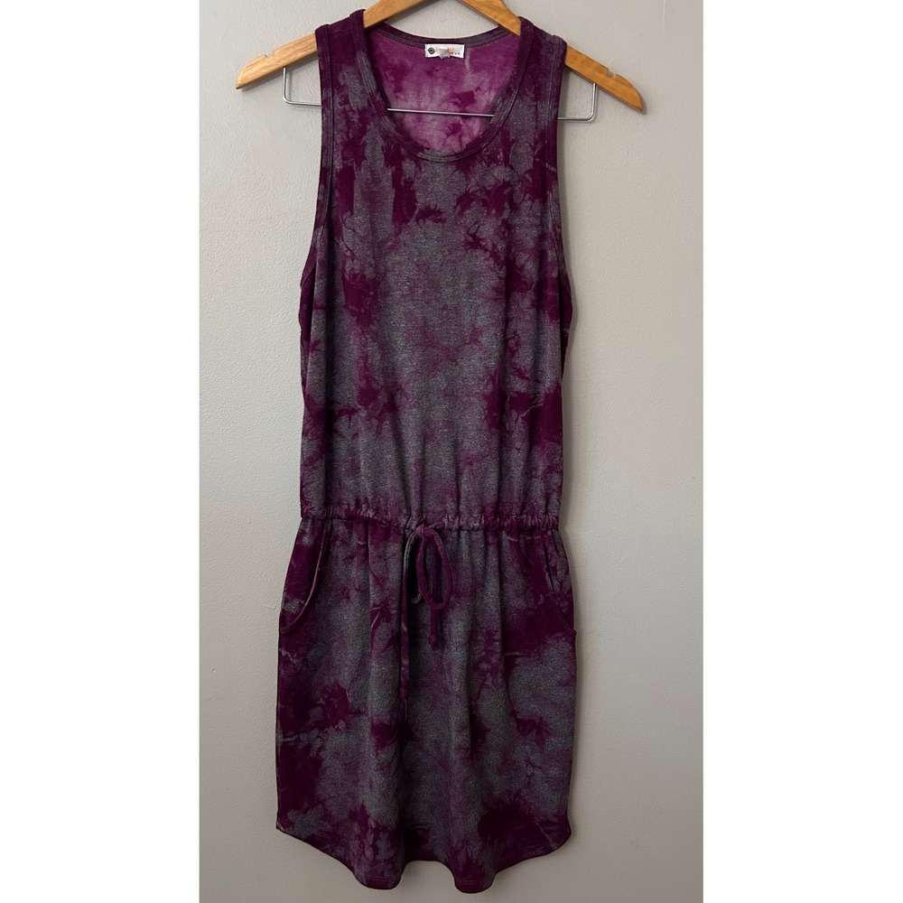 Sundry for Evereve Tank Dress Womens 1 Purple Tie Dye The Weekender Racerback